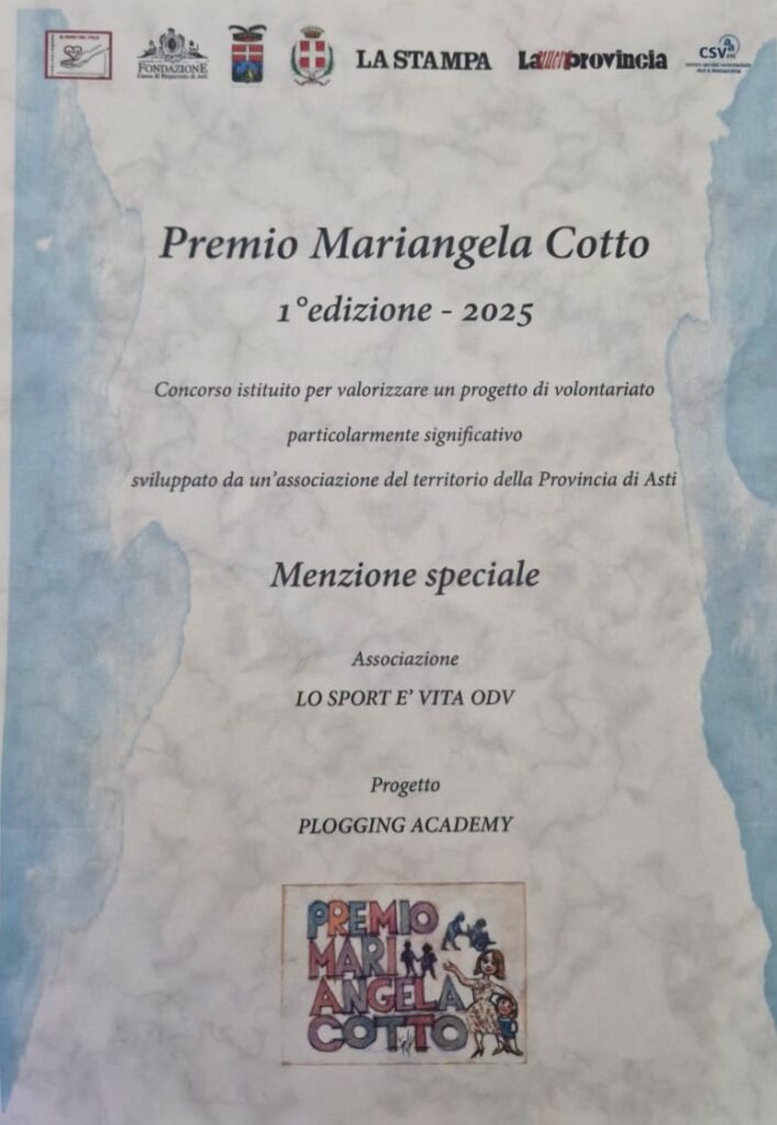 plogging academy premio mariangela cotto